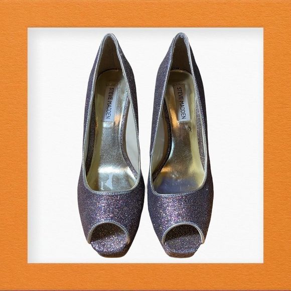 Steve Madden P Kelle Peep Toe Glitter Heels 8.5 - Picture 4 of 7